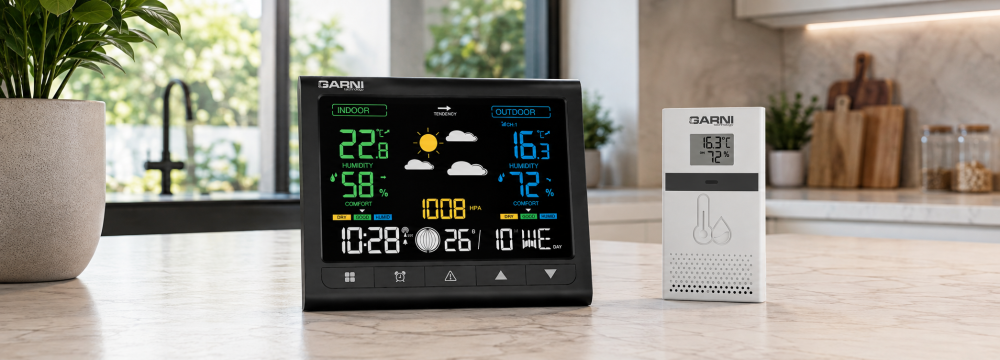 Domácí meteostanice GARNI 537 Line, její design zapadne do každého interiéru