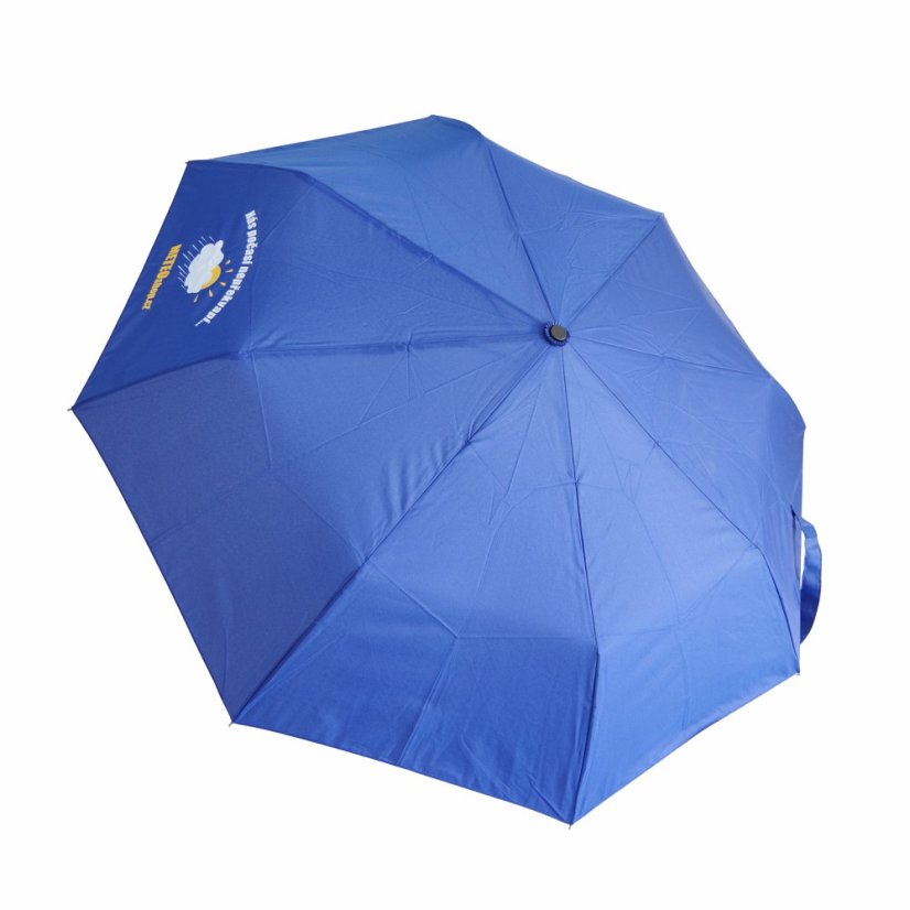 Deštník skládací teleskopický - modrý s logem METEOshop
