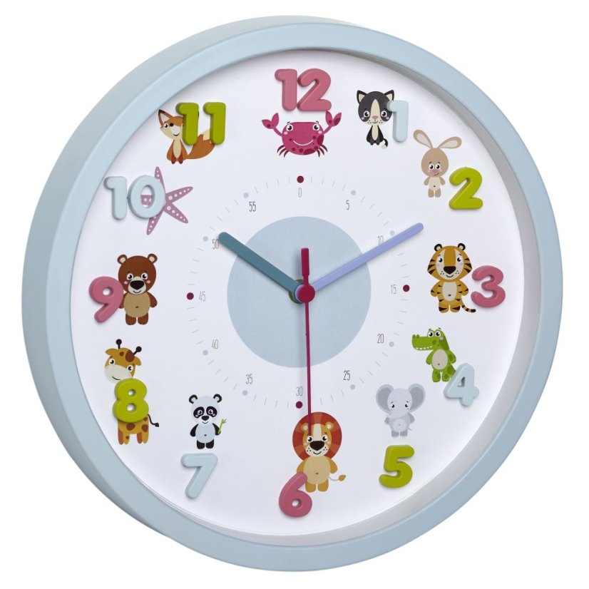 TFA 60.3051.14 - LITTLE ANIMALS - Dětské nástěnné hodiny s tichým chodem