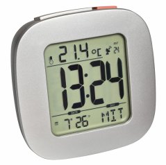 TFA 60.2542.54 - Digitální rádiem řízený budík s ukazatelem vnitřní teploty a podsvícením - stříbrný