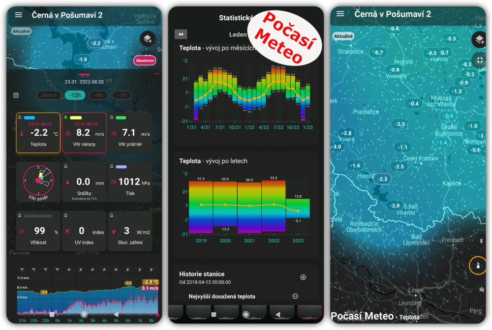 Náhled aplikace Počasí Meteo